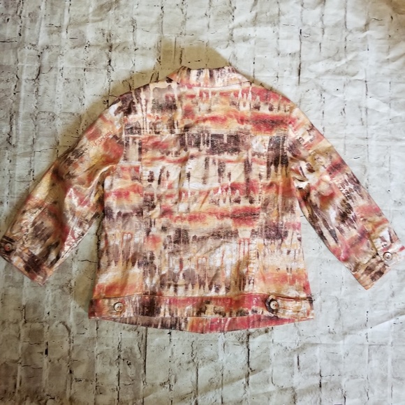 Chico's Linen Abstract Artist Shimmering Gold NWOT - Picture 5 of 6